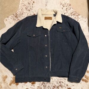 Wrangler Navy Corduroy Jacket with Sherpa Collar